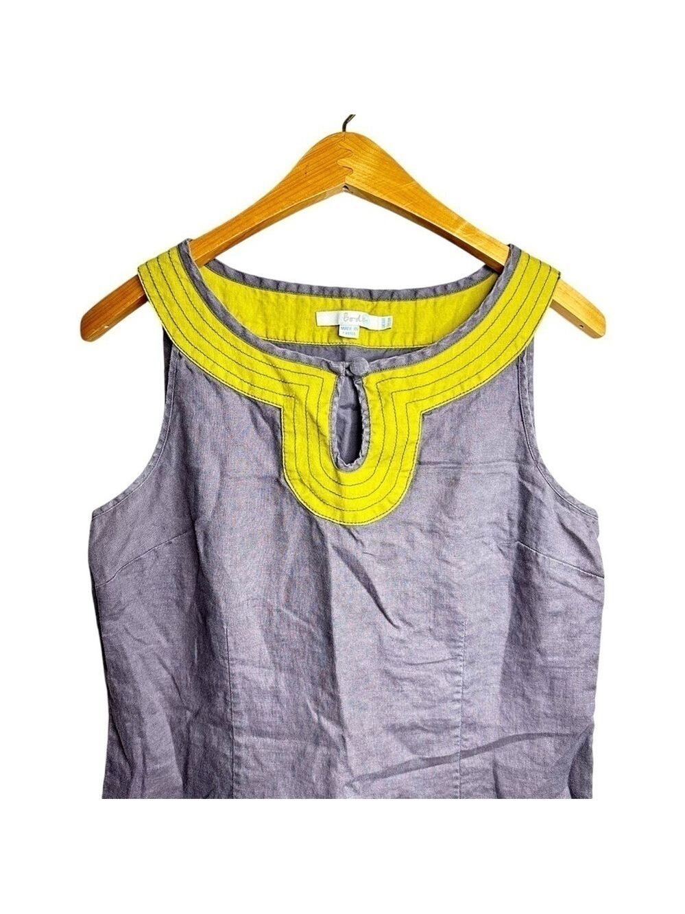 Boden Gray & Yellow Sleeveless Shift Dress Women’s Size 6R‎ - Picture 2 of 6